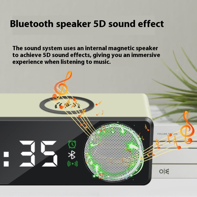 Digital Clock Alarm Clock Bluetooth Amplifier Rack Multifunctional Six-in-one Wireless Charger