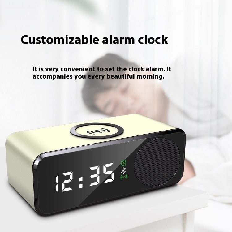 Digital Clock Alarm Clock Bluetooth Amplifier Rack Multifunctional Six-in-one Wireless Charger