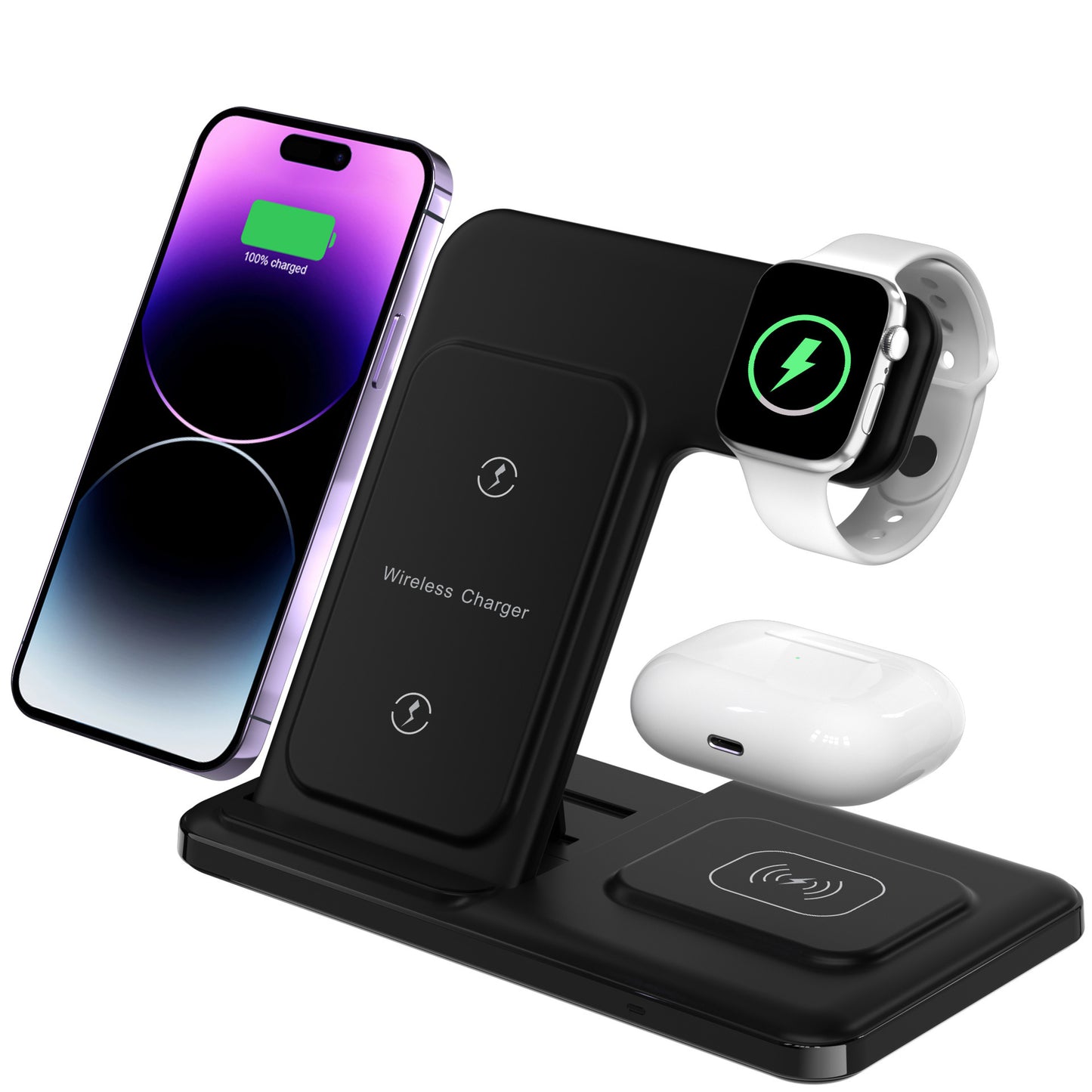 Vertical Bracket Fast Charging Base Three-in-one Wireless Charger