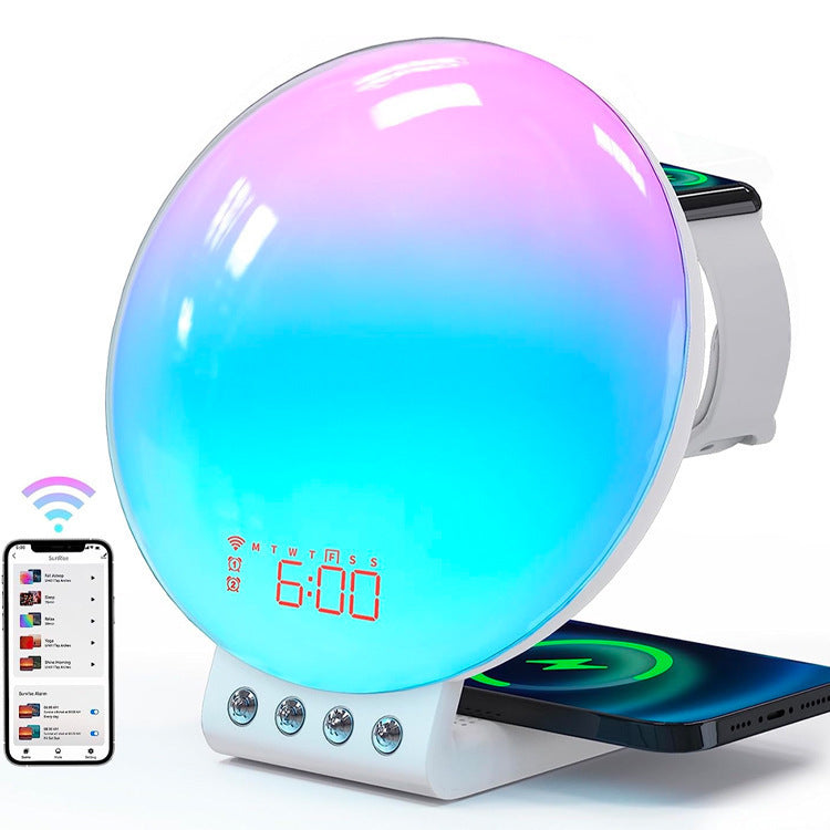 Simulated Sunrise And Sunset Wake-up Light Three-in-one Wireless Charger Atmosphere Small Night Lamp