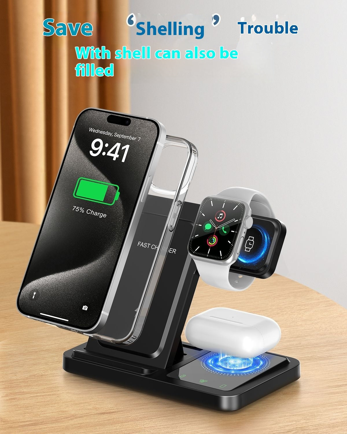 Three-in-one Wireless Charger For Iphone15 Charging Set Fast Charge Iwatch Watch Headset Base Bracket