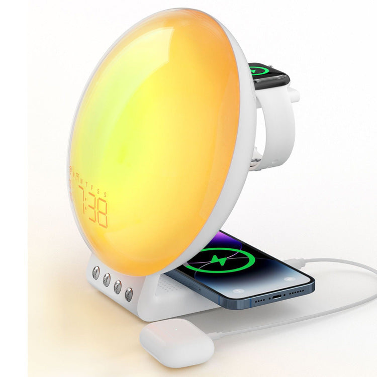 Simulated Sunrise And Sunset Wake-up Light Three-in-one Wireless Charger Atmosphere Small Night Lamp